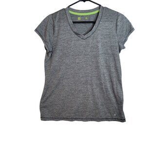 Womens Heather Gray V-Neck‎ Activewear Tee By Xersion